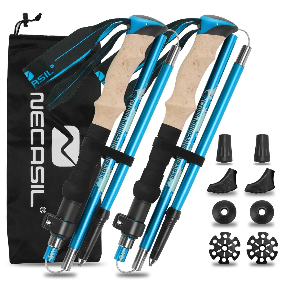Trekking Pole Carbon - Zestaw 2 lekkich, składanych kijków trekkingowych